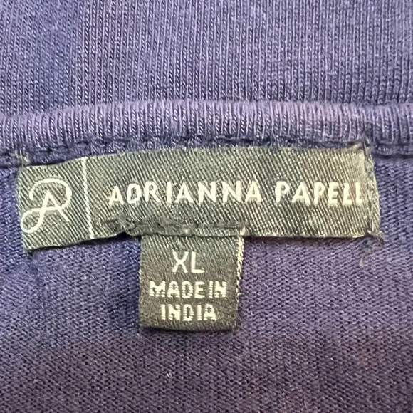 Adrianna Papell Navy Short Sleeved Top with White Floral Embroidery. Size XL. - Picture 2 of 7